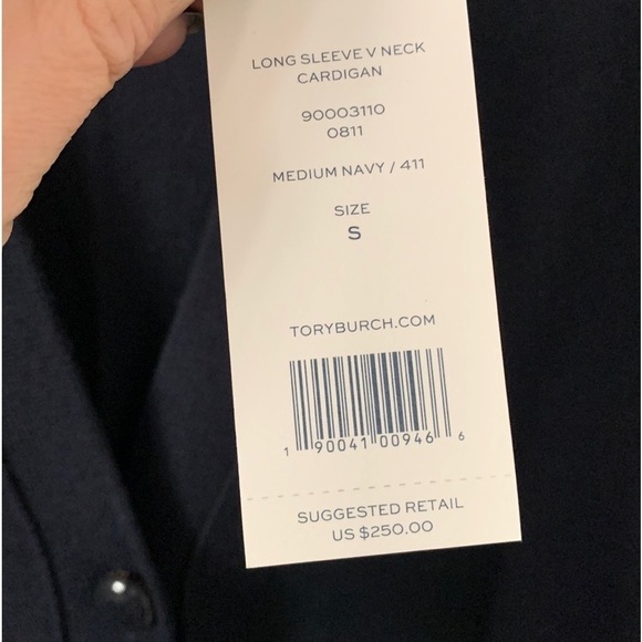 Tory Burch Long Sleeve V Neck Cardigan Merino Wool Sweater - Picture 6 of 11